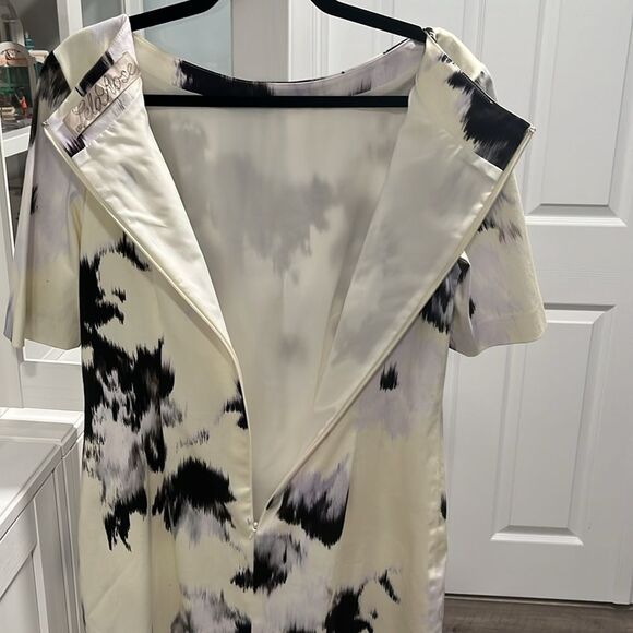 LELA ROSE Yellow, Black and Light Grey Tie Dye Knee Length Dress, Size 12 - Picture 10 of 13